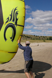 Launching before kite boarding